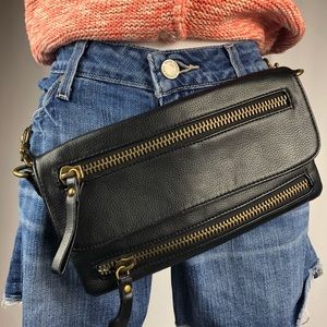 Faux leather belt/shoulder/clutch bag